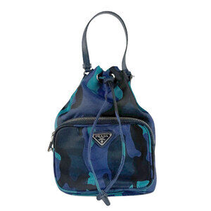Prada handbag cross body shoulder bag leather Navy Blue black blue